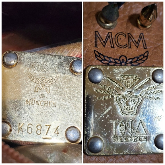 MCM Cognac Studded Visetos Belt Bag Fanny Pack Waist - Picture 10 of 14